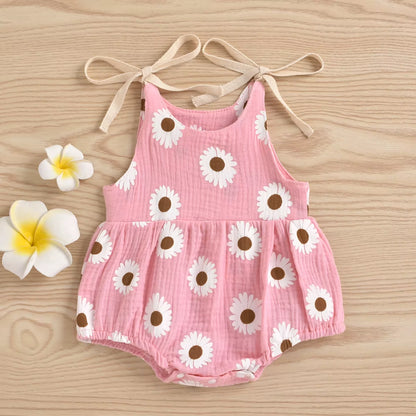 Daisy Days – Baby Girl Summer Romper with Tie Straps