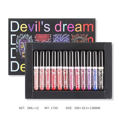 Devil’s Dream™ – 12-Color Glitter Lip Gloss & Lip Tint Kit