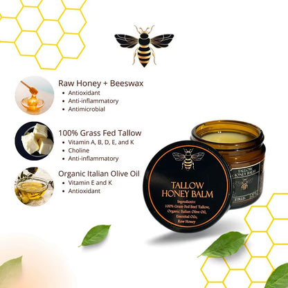 Tallow Honey Balm™ Organic Beef Tallow & Raw Honey Moisture Balm
