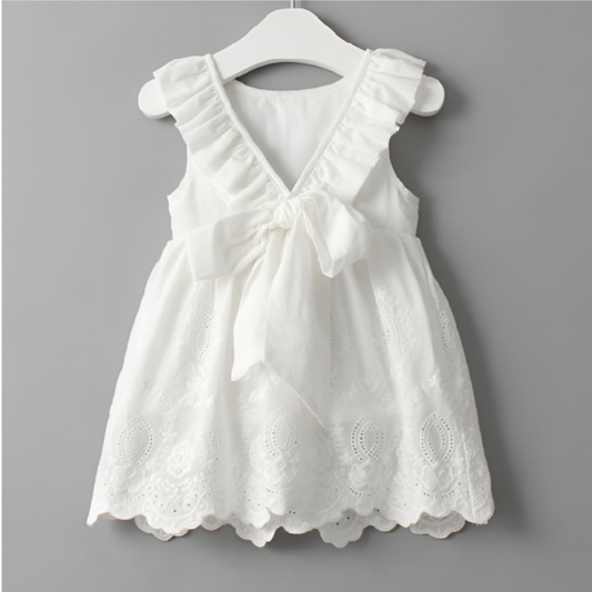 SunLily – Backless White Summer Dress for Baby Girls